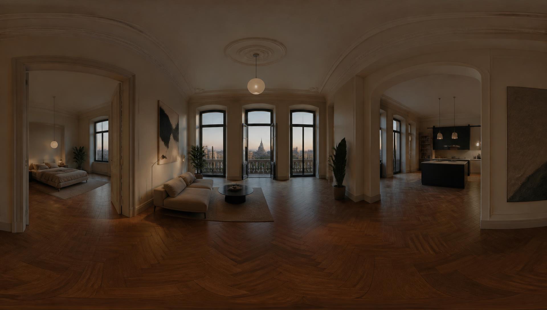 Interior of a Budapest apartment captured for a 360° tour